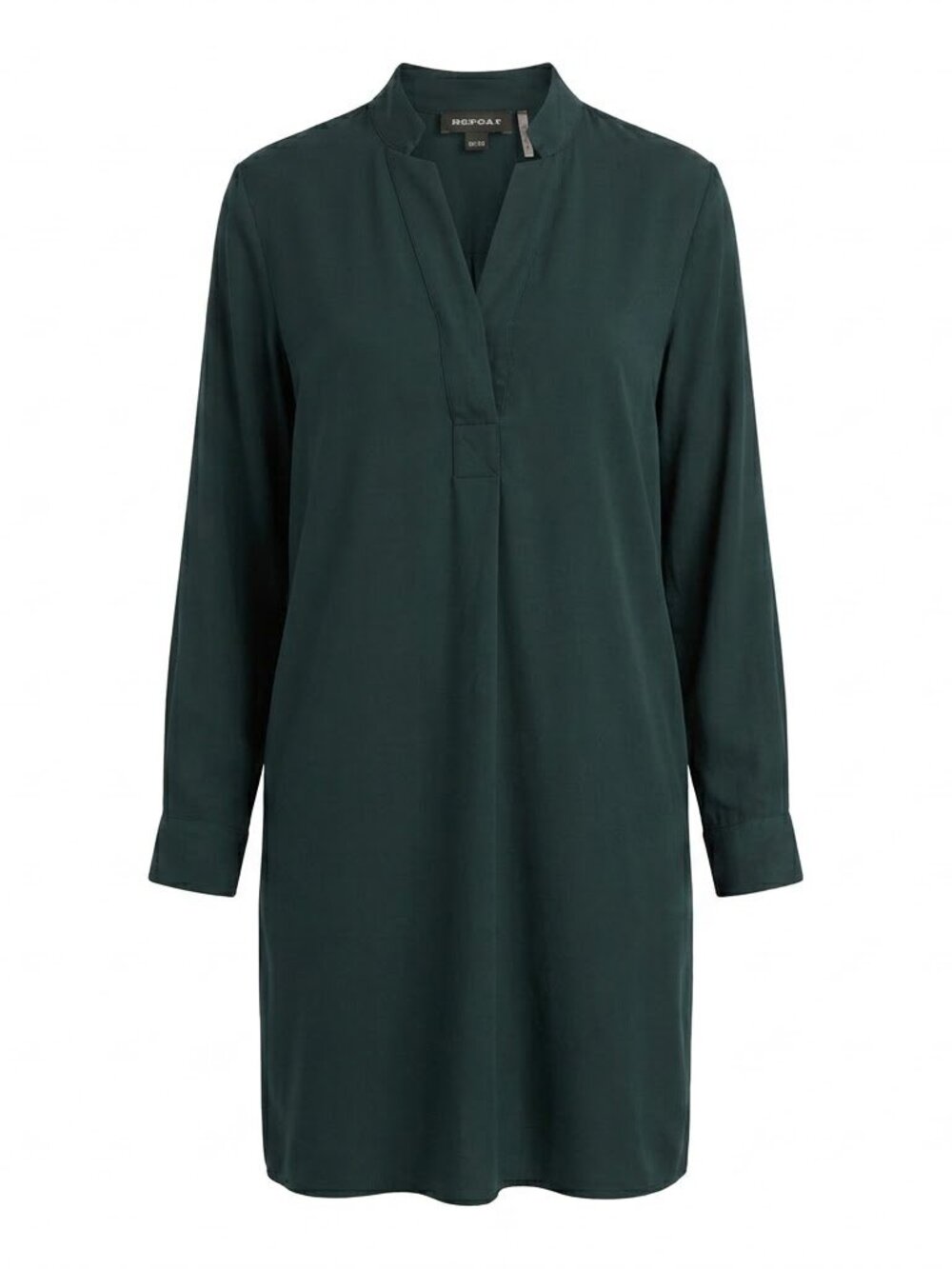 Repeat Cashmere Emerald Green 100% Tencel Tunic Dress 36 XS Long Sleeve V-Neck